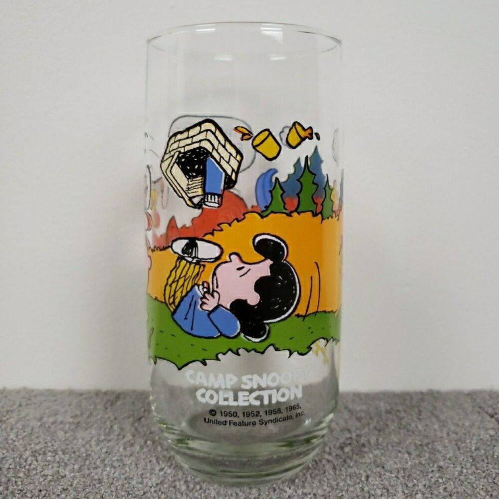 Mcdonald's Snoopy Collection Cup 1965 Charlie Brown Lucy Linus Tumbler Glass